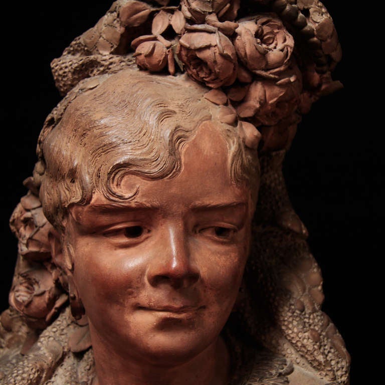 19th Century french Female Terracotta Bust by A.Maubach 3