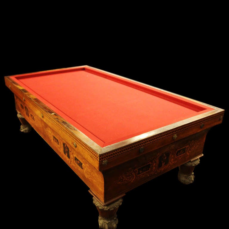 19th Century french Billiards Table, marquetry In Good Condition In Esbeek, NL