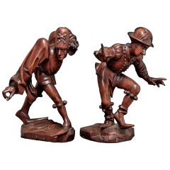 20th Century Pair of Wooden Figures (Jesters)