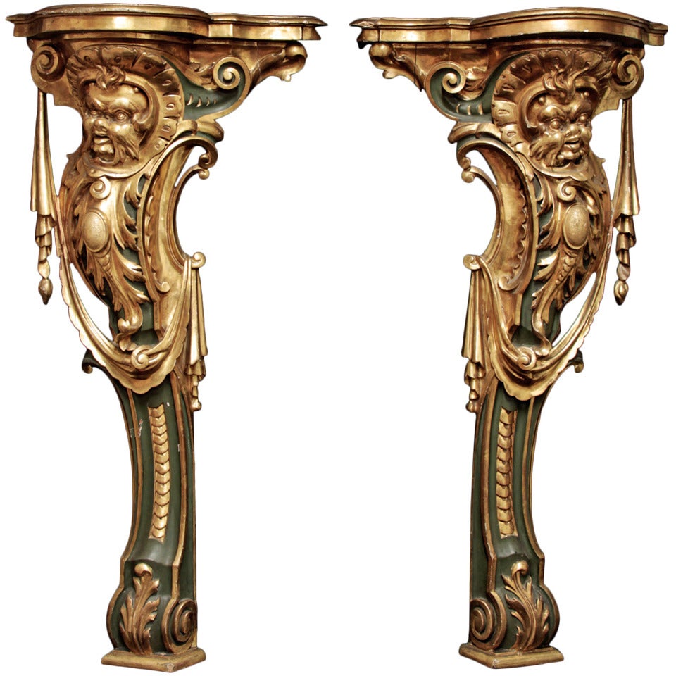 A pair of  18th Century Italian Wall Consoles