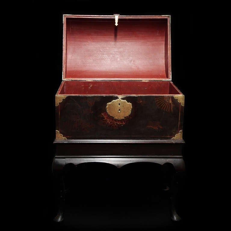 Bronze 18th c  English Trunk, chinese laque