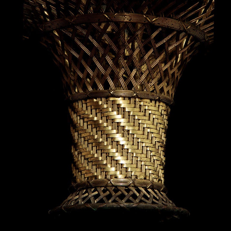 French Bronze Plaited Hanging Basketlamp