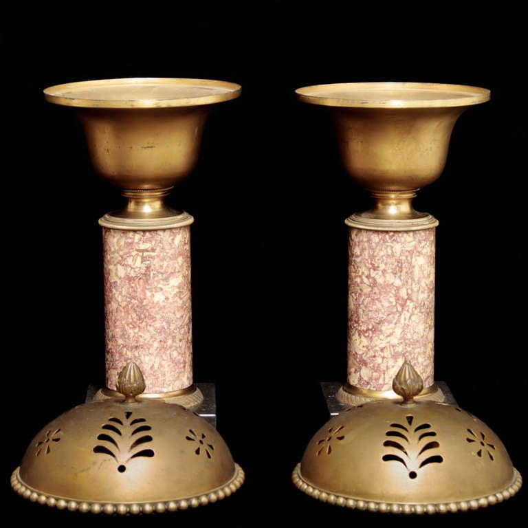 Gilt A pair of French Empire Incense Burners/Scented Pots