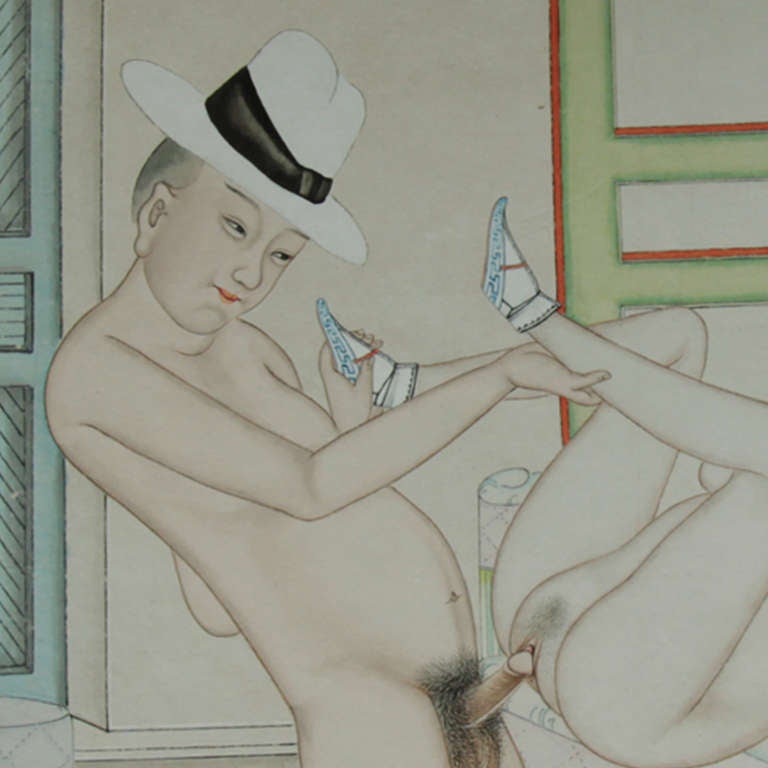 dessins érotiques chinois à l'aquarelle du 20e siècle 2