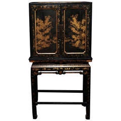 Antique Important 18th C. English Cabinet With Chinese Laque