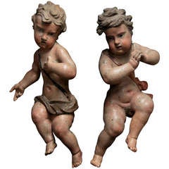 Pair of 17th Century Oak Wooden Angels, Sleeswijk-Holstein