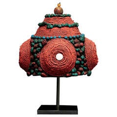 Wonderful 19th Century Tibetan Beaded Head Piece 4