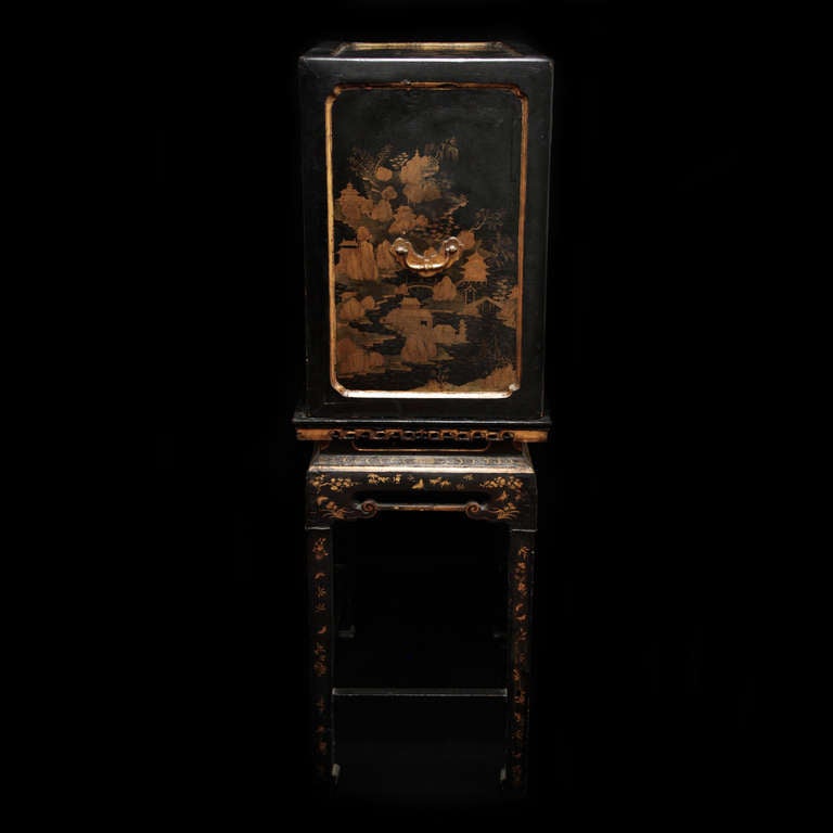 British Important 18th C. English Cabinet With Chinese Laque