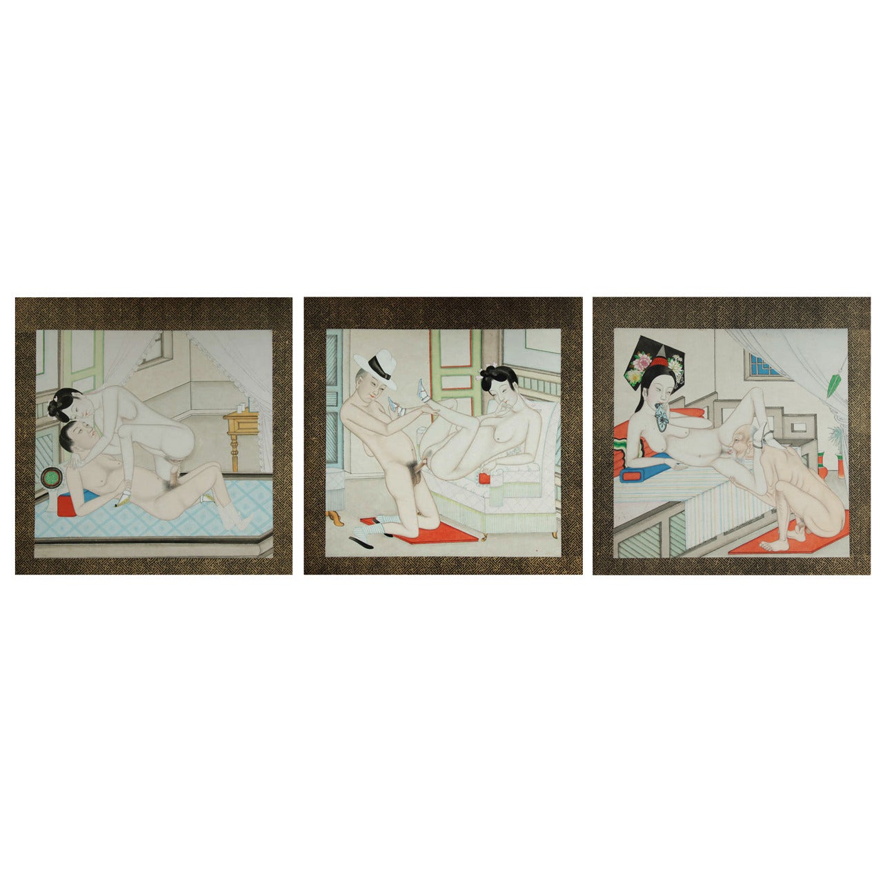 dessins érotiques chinois à l'aquarelle du 20e siècle
