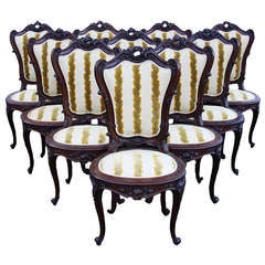 20th C. Set Of 10 Large Dinner Chairs