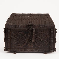 French Gothic Revival Wrought Iron Casket circa 1850