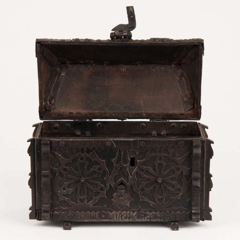 19th Century French Gothic Revival Wrought Iron Casket circa 1850