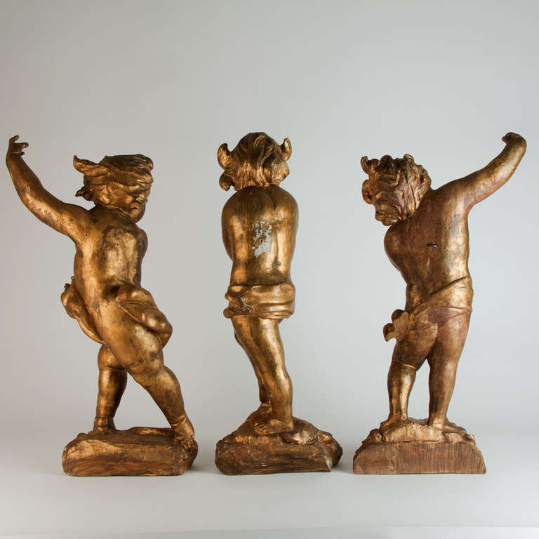 Gilt Gilded Wooden Putti's Circa 1680-1720 Germany