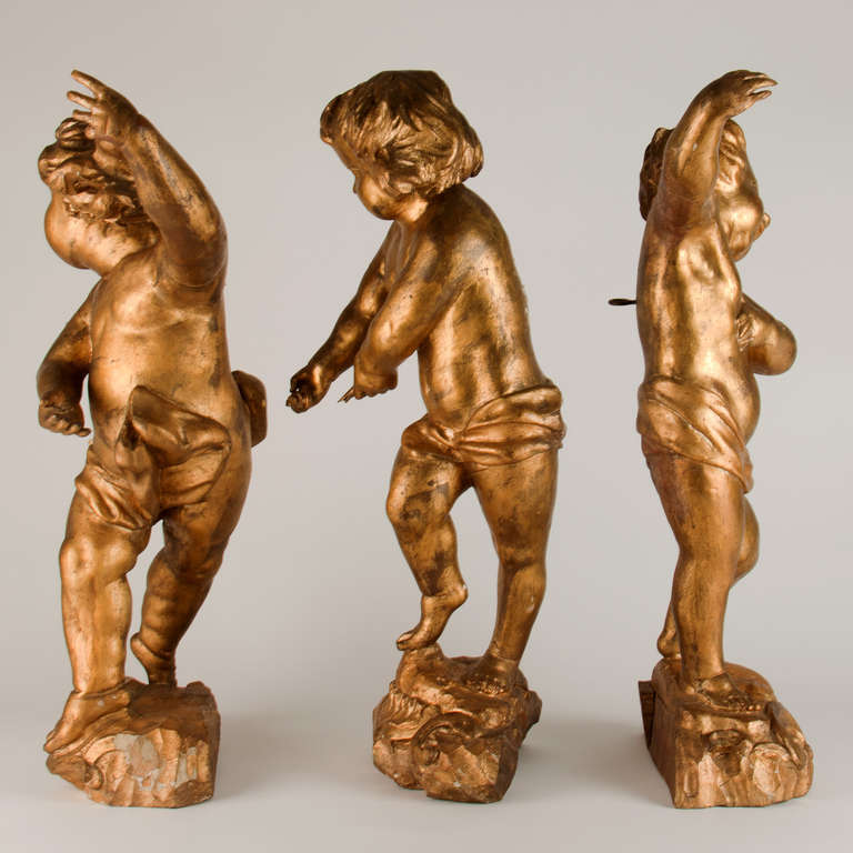 18th Century and Earlier Gilded Wooden Putti's Circa 1680-1720 Germany