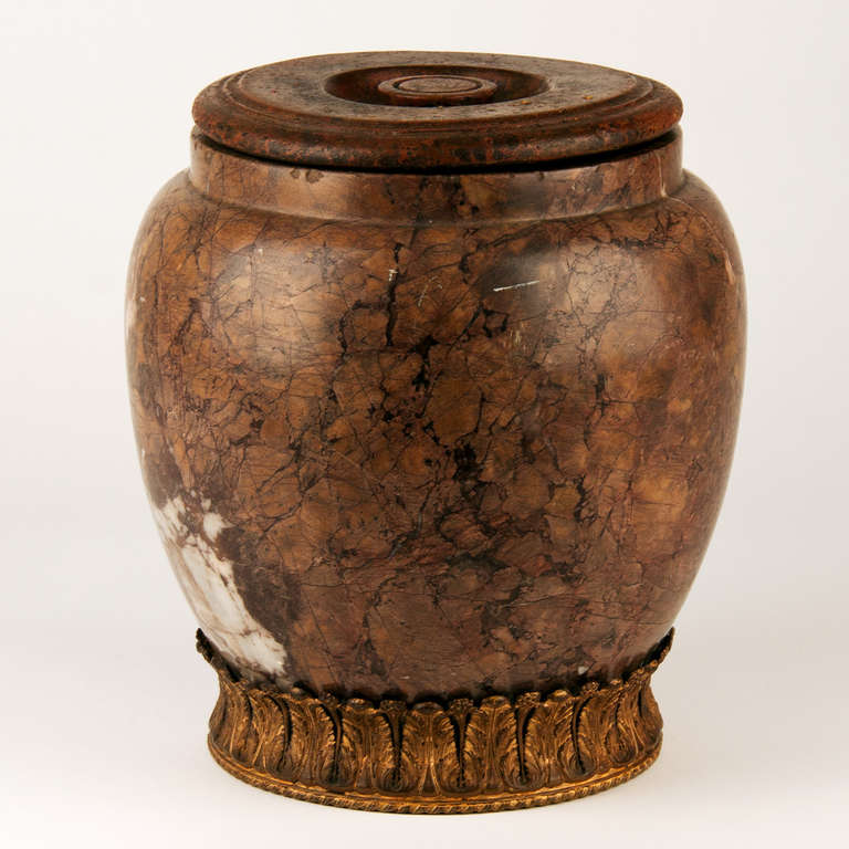 A French Renaissance 17th Century Marble Jar With Wooden Lid. For Sale