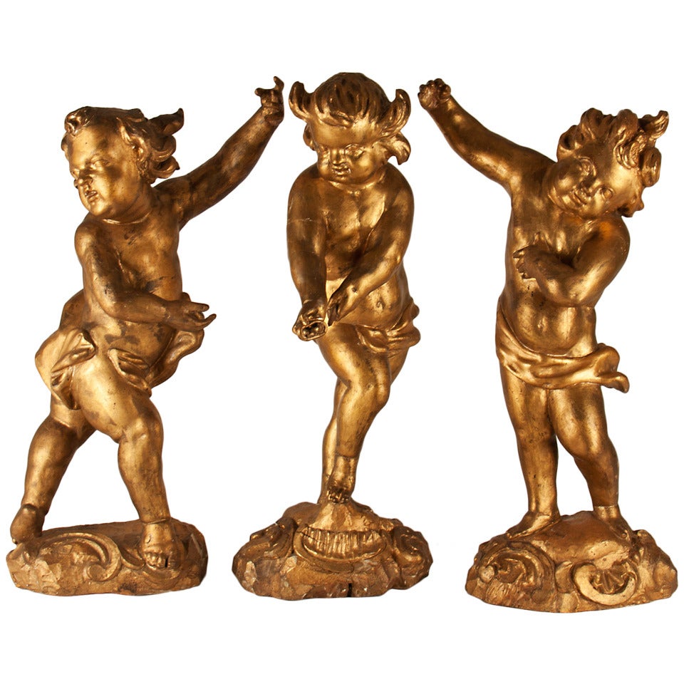 Gilded Wooden Putti's Circa 1680-1720 Germany