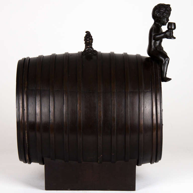 19th Century French Bronze wine Barrel 2