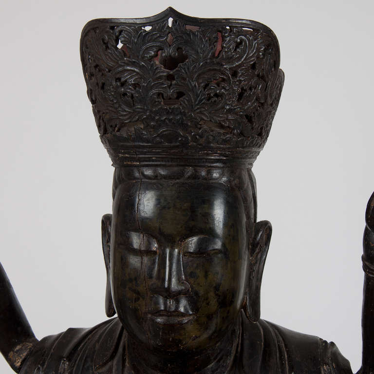 18th Century important Large Wooden 14 Armed Seated Buddha, Quan'am, Vietnam 1