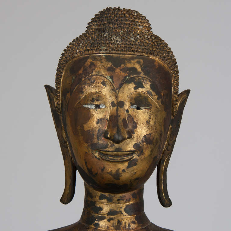 18th Century and Earlier 18th Century Large Standing Bronze Buddha, Thailand