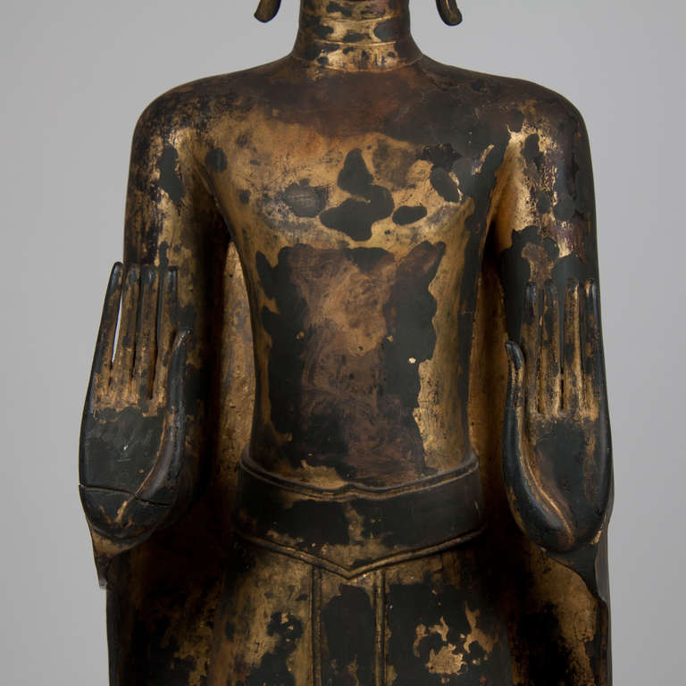18th Century Large Standing Bronze Buddha, Thailand 1
