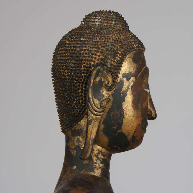 18th Century Large Standing Bronze Buddha, Thailand 4