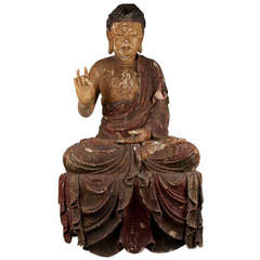18th Century Large Wooden Buddha, China 18th Century Large Wooden Buddha, China