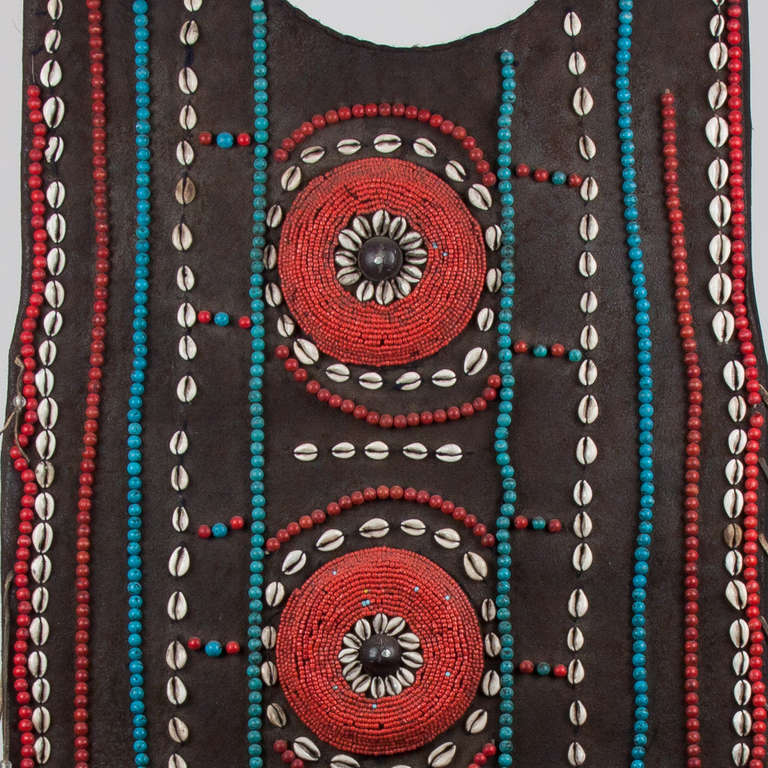 19th Century 19th century Tibitan beaded garment with semi-precious stones