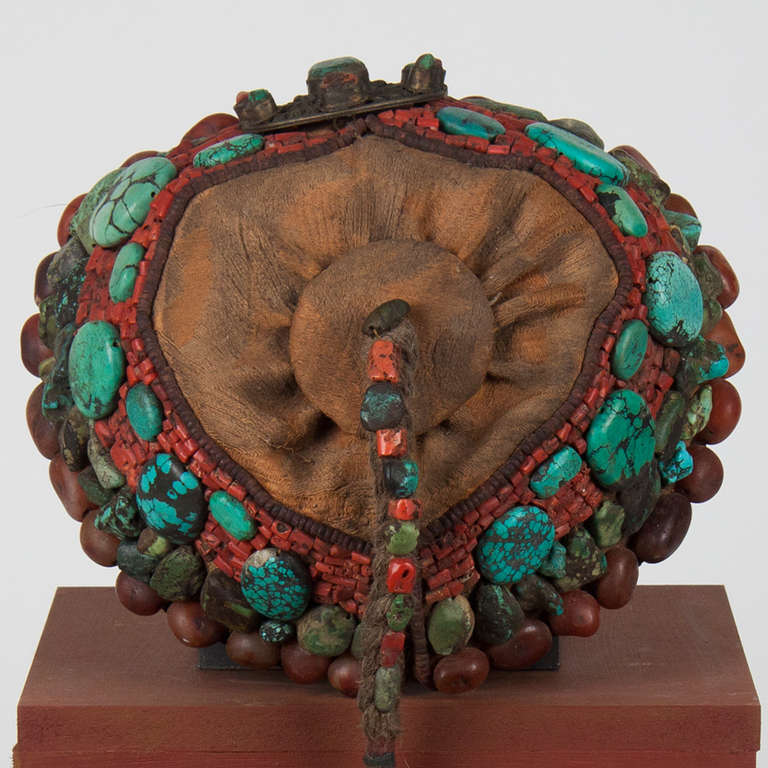 2nd part 19 th century Tibetan beaded cap  with semi-precious stones 2