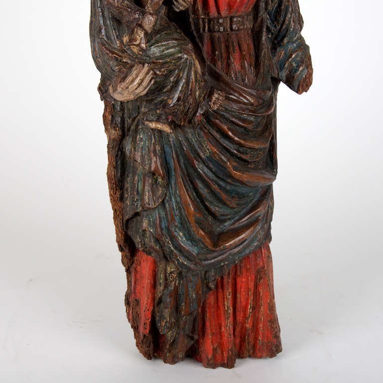 Important French Statue of Madonna and Child, Early 15th Century 1
