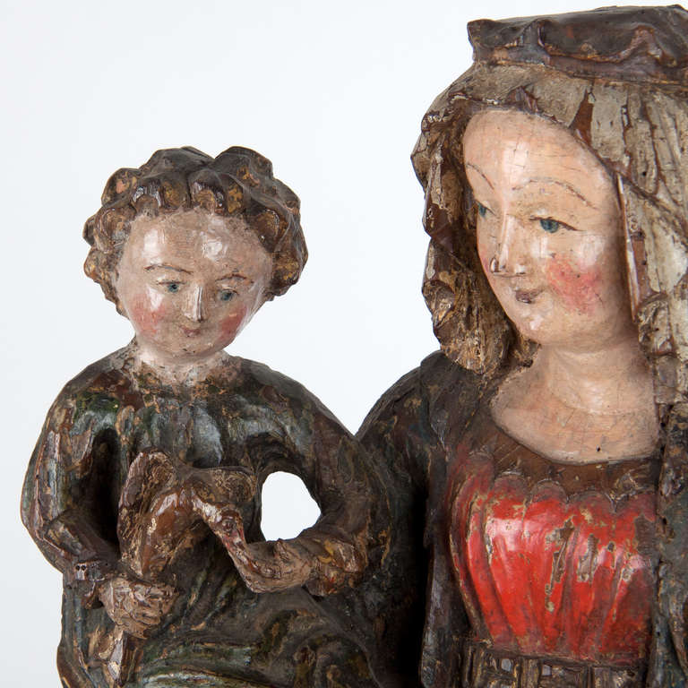 Important French Statue of Madonna and Child, Early 15th Century 2