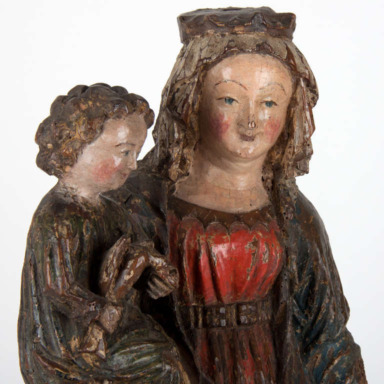 Important French Statue of Madonna and Child, Early 15th Century 3