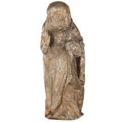 15th Century French Lime Sandstone Pregnant Holy Virgin Mary, Bourgondie