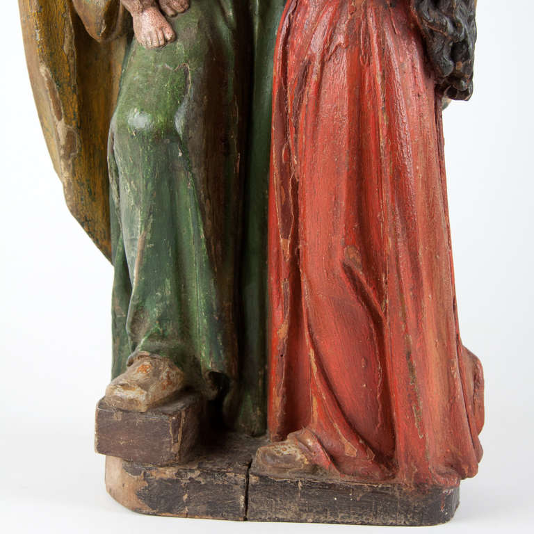 17th Century Polychromed Statue of Saint Anna with Maria and Jesus, Belgium 3