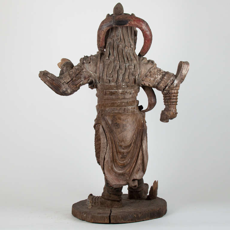 Chinese Important 18th Century Wooden Standing Warrior, China