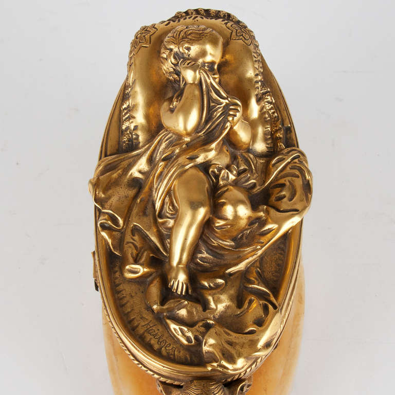 19th Century Gilded Bronze Jewelry Box, Signed by Haiger For Sale at