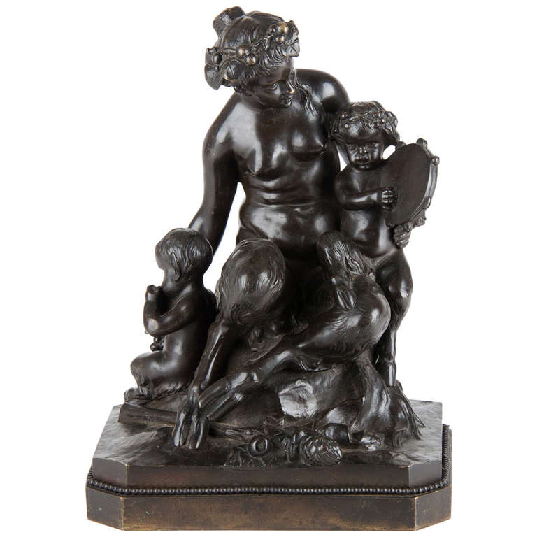 19th Century French Bronze Group, Signed by Clodion