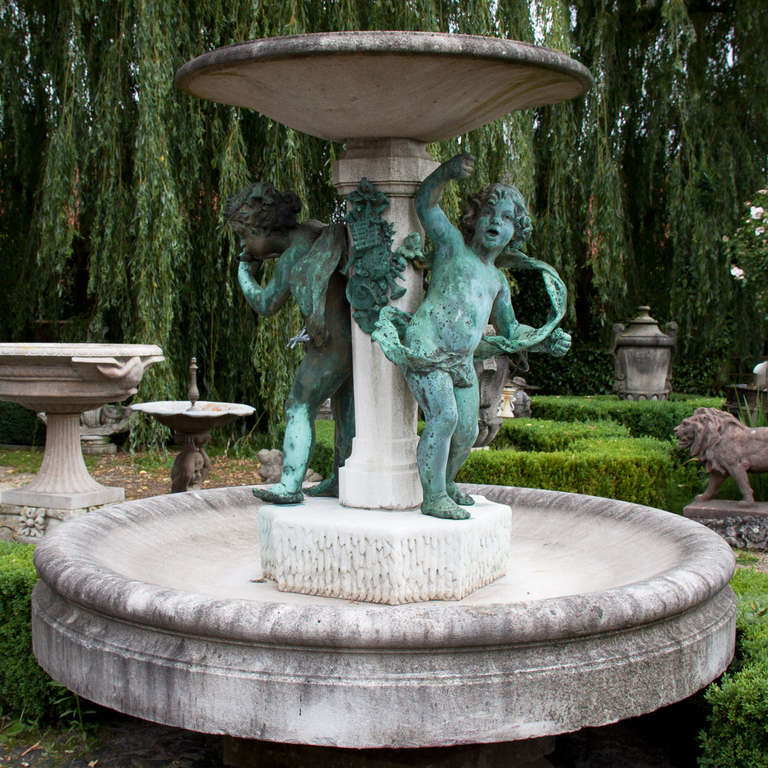 Set of Three Bronze and Marble Fountains, French, circa 1900 2
