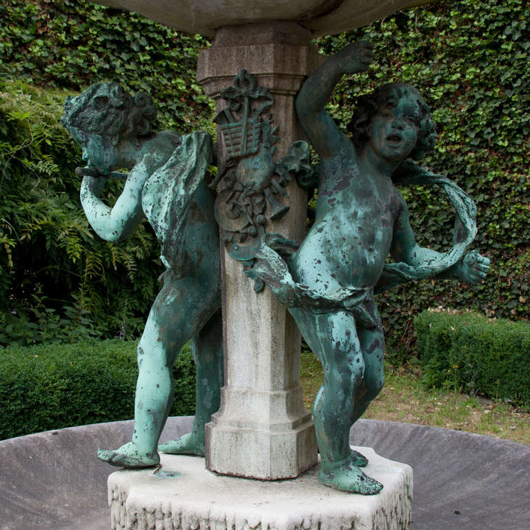 Set of Three Bronze and Marble Fountains, French, circa 1900 1