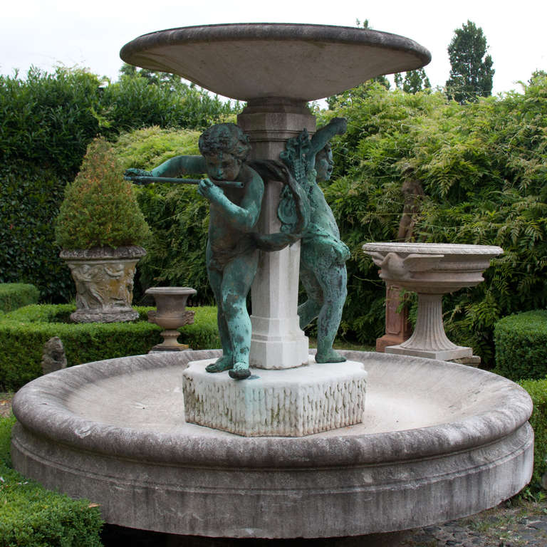 Set of Three Bronze and Marble Fountains, French, circa 1900 5