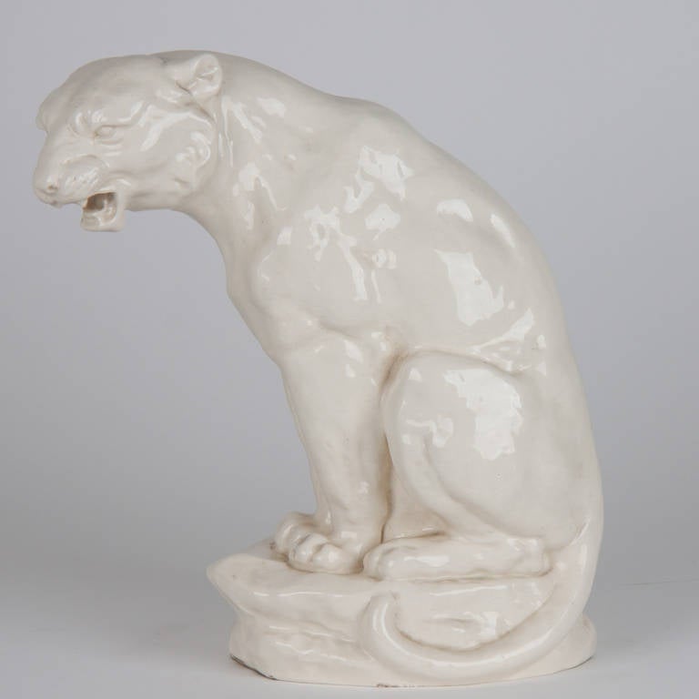 Glazed Pottery Panther, 20th Century 1