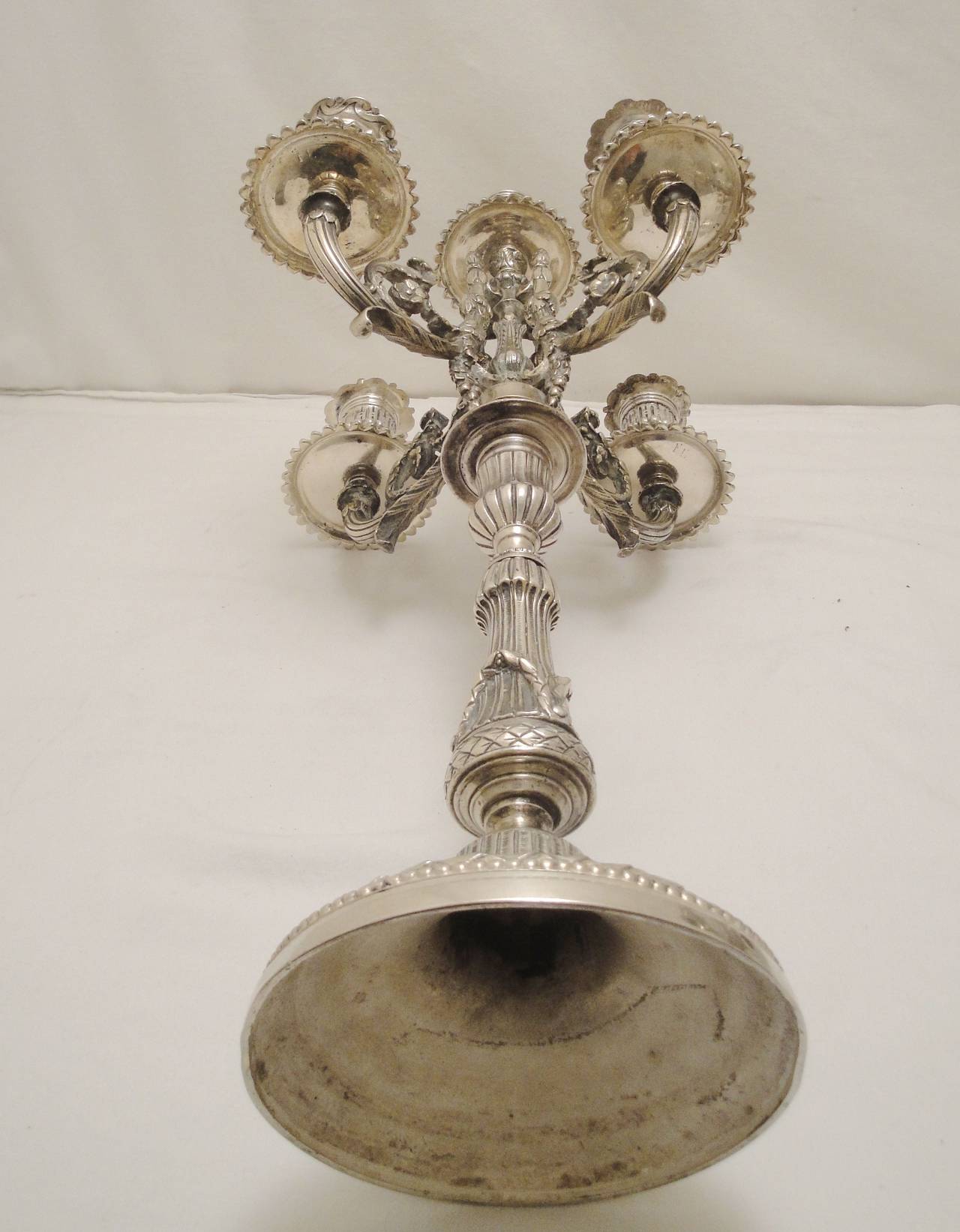 Pair of 19th c. French 4 Branch Silver Plated Candelabra with snuffers 4