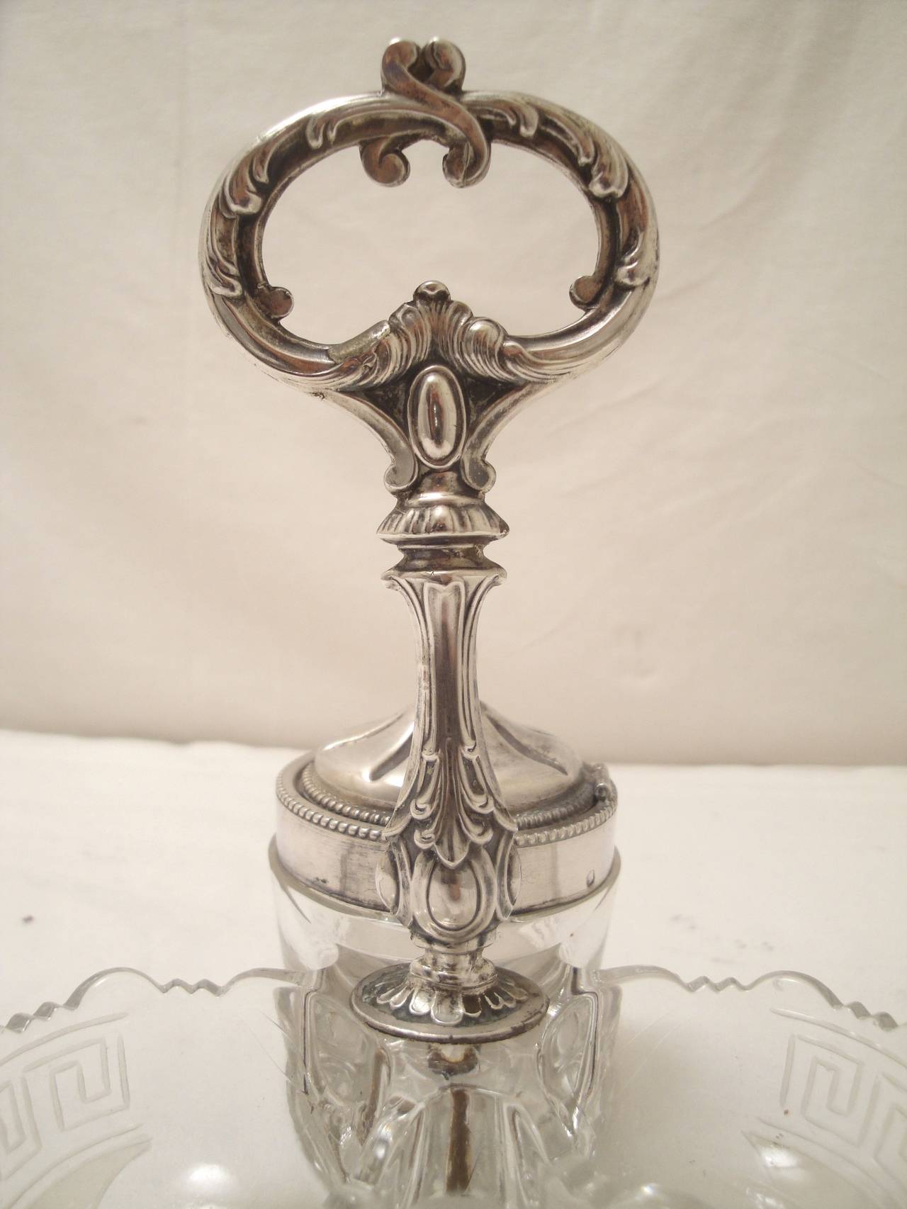 French Crystal and silver condiment set For Sale 2