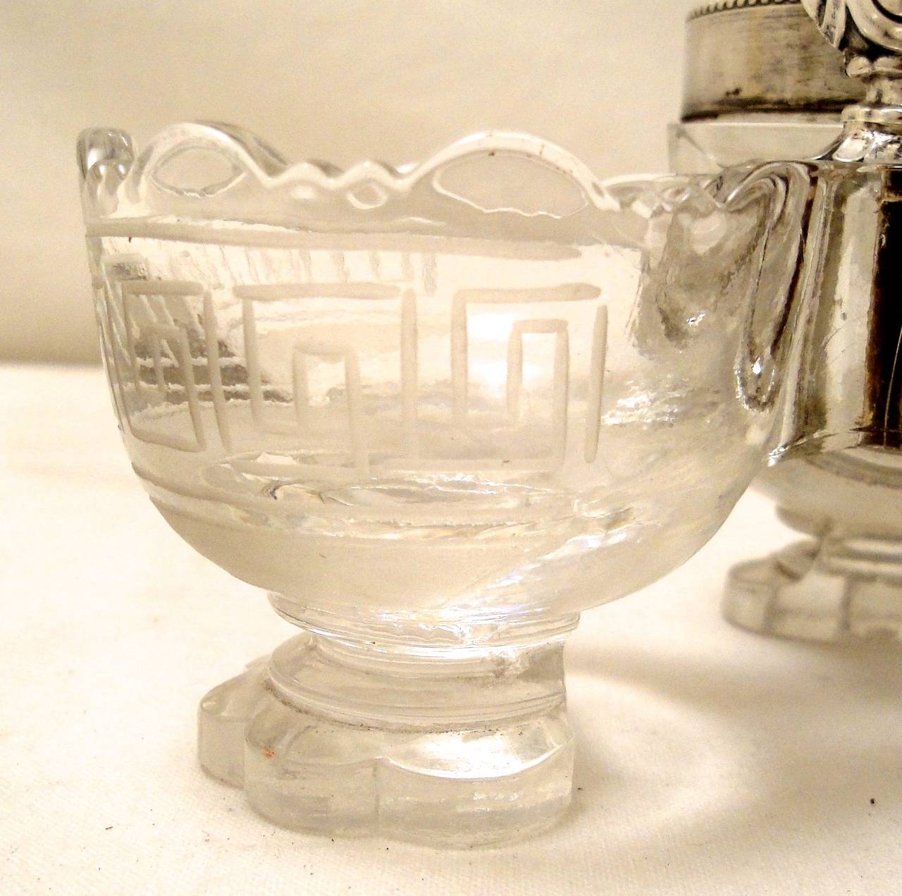 French Crystal and silver condiment set For Sale 3