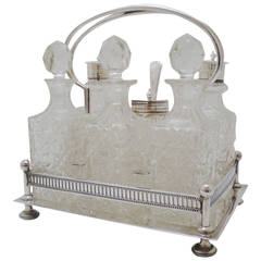 Victorian 6 Bottle English Sheffield Silver plated cruet set