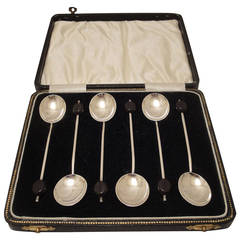 Sterling silver coffee spoons with coffe bean on handle 1931