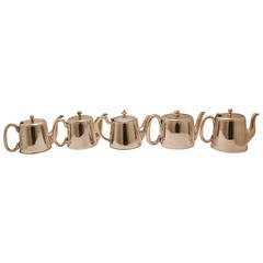 Lot of Five English Silver-Plated Hotel Style Tea Pots
