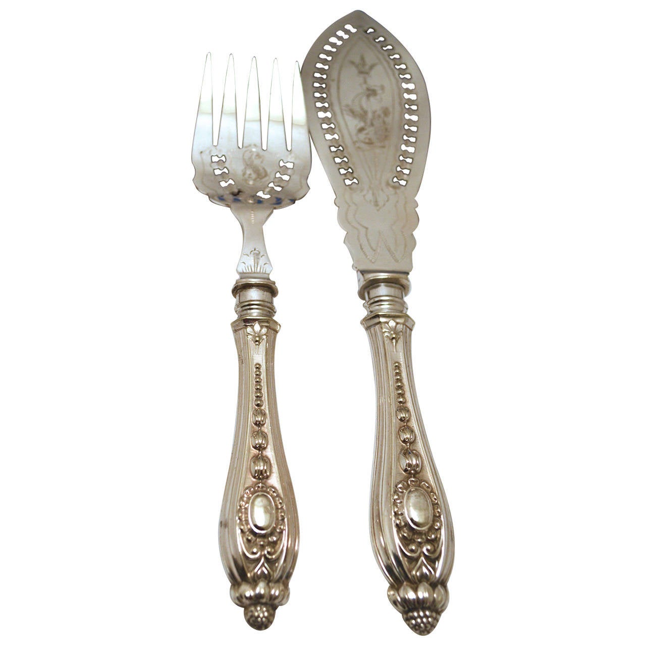 English Silver Plated Boxed Fish Servers For Sale at 1stDibs