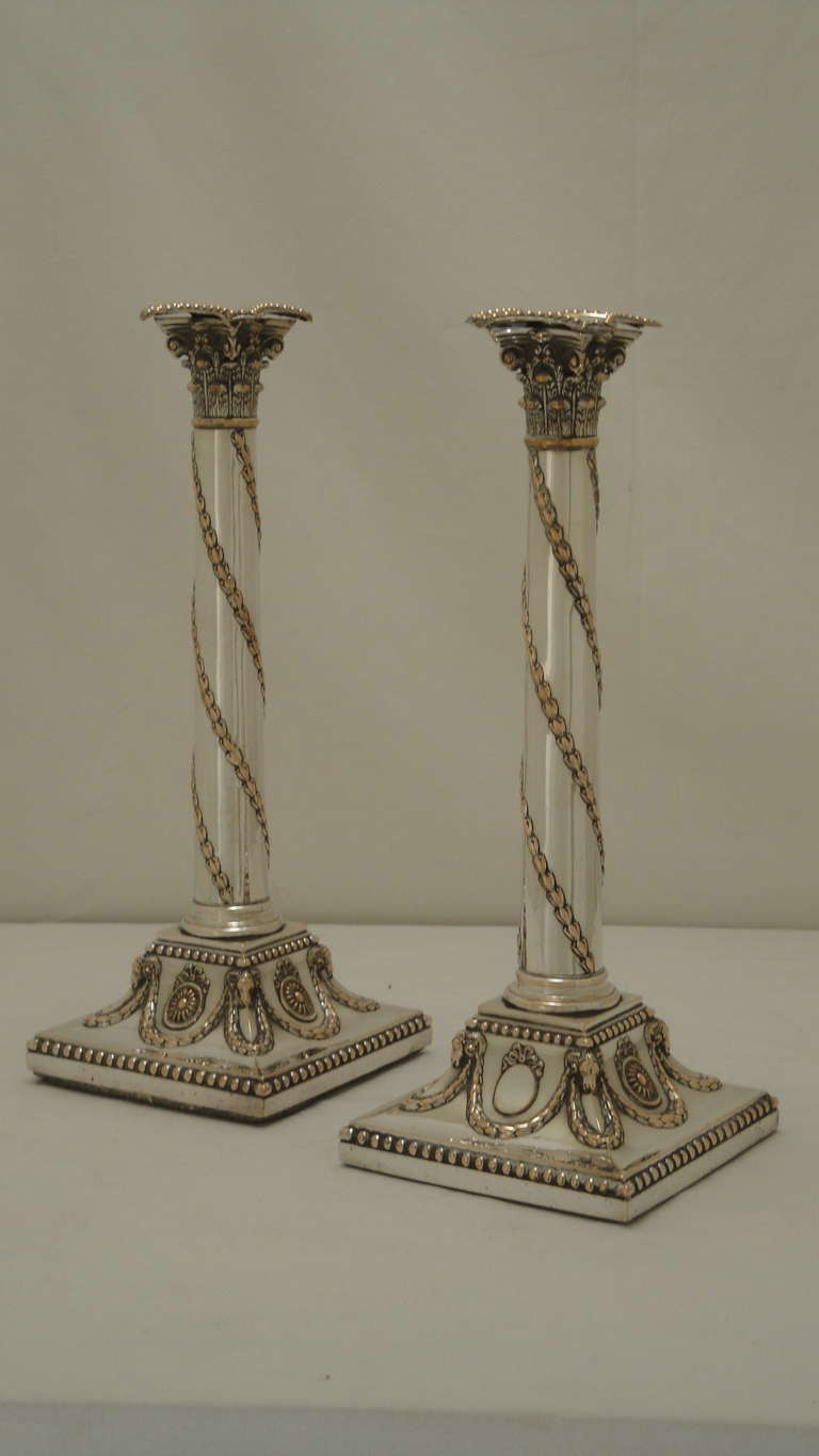 Pair of Georgian Sheffield Plate Candle Sticks