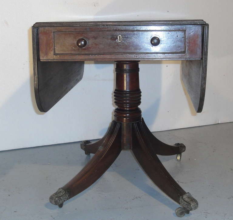 English Mahogany Pedestal Pembroke Table Circa 1835