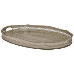 Silver Plated Large English Gallery Tray